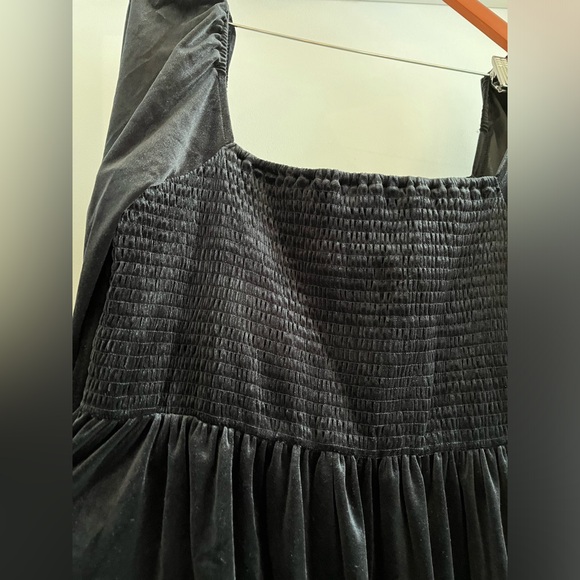 Smocked Velvet Mini Dress - Picture 5 of 8